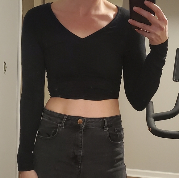 DAISY STREET SHEER FLORAL PRINT WRAP CROP TOP XS - Picture 3 of 4